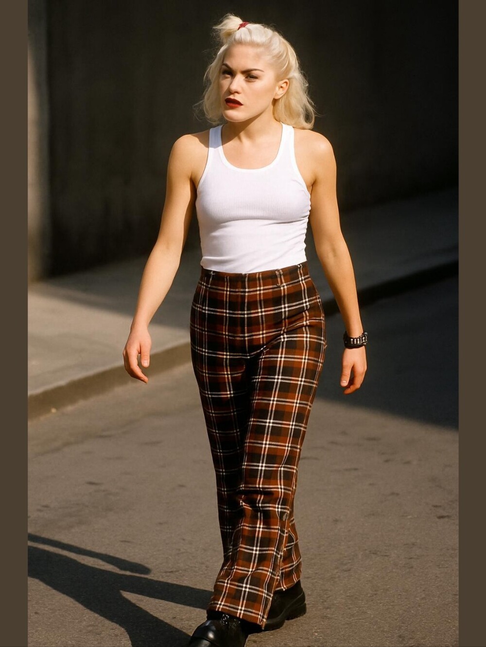 Derek Heart Rust Plaid Mini Skirt with Black & White Accents
